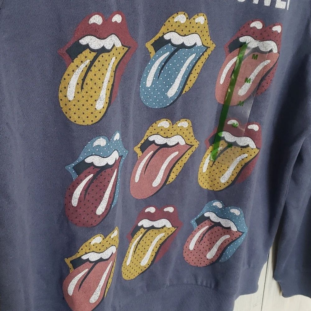 The Rolling Stones Crew Neck Sweatshirt Blue Size Medium NWOT NEW - Picture 4 of 5